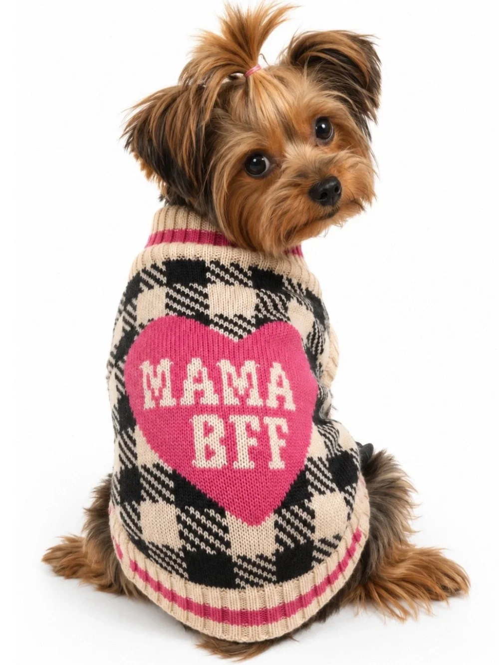 NEW‎ Mama's BFF Dog Sweater Size Medium Pink Heart Cute 20-50 lbs 17 Inches